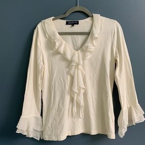 Jones New York Off White Long Sleeve Blouse